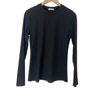 EKOUAER BLACK LONG SLEEVE RIBBED LAYERING THERMAL UNDERSHIRT, MEDIUM